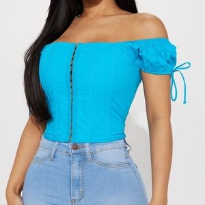 Fashion Nova Blue Corset Top